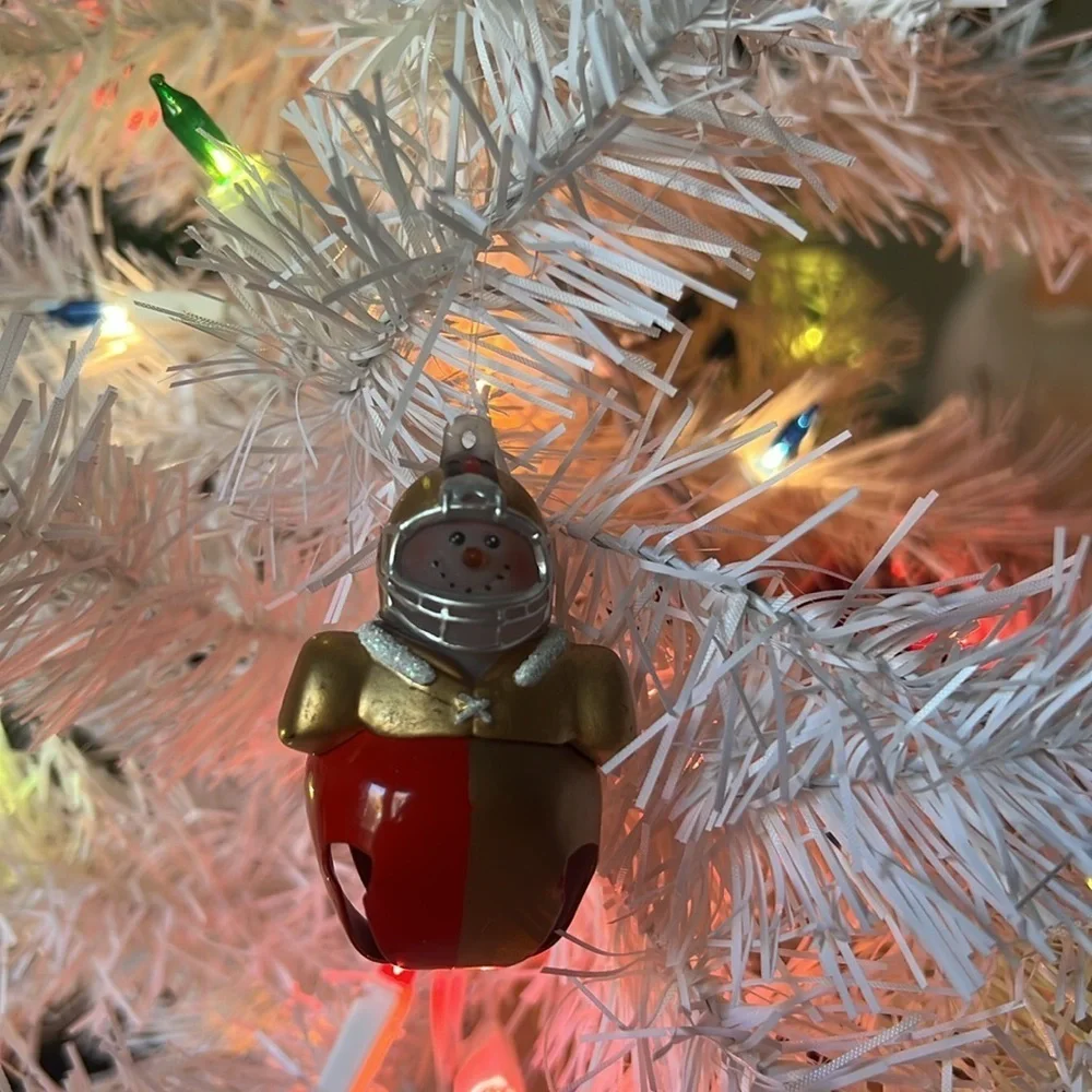 ❤️ Snowman Football Jingle Sleigh Bell Christmas Ornament